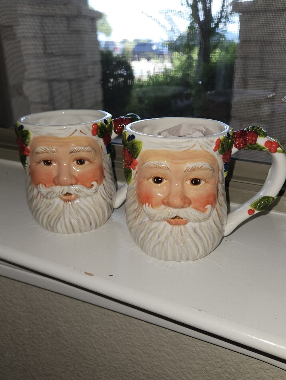 Peggy Toole Festive Santa Face Ceramic Mug. Vintage From 2001 And New Never Used